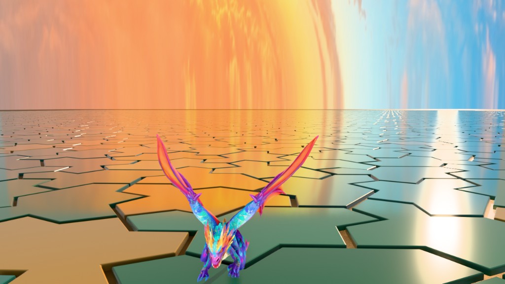 Crystal dragon on monotile ground