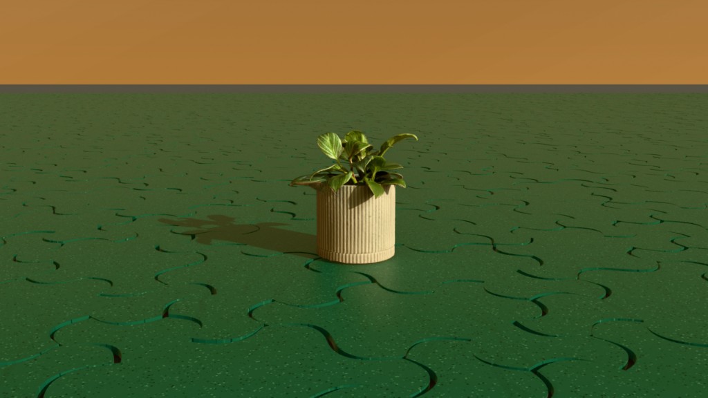 Plant on emerald monotile floor