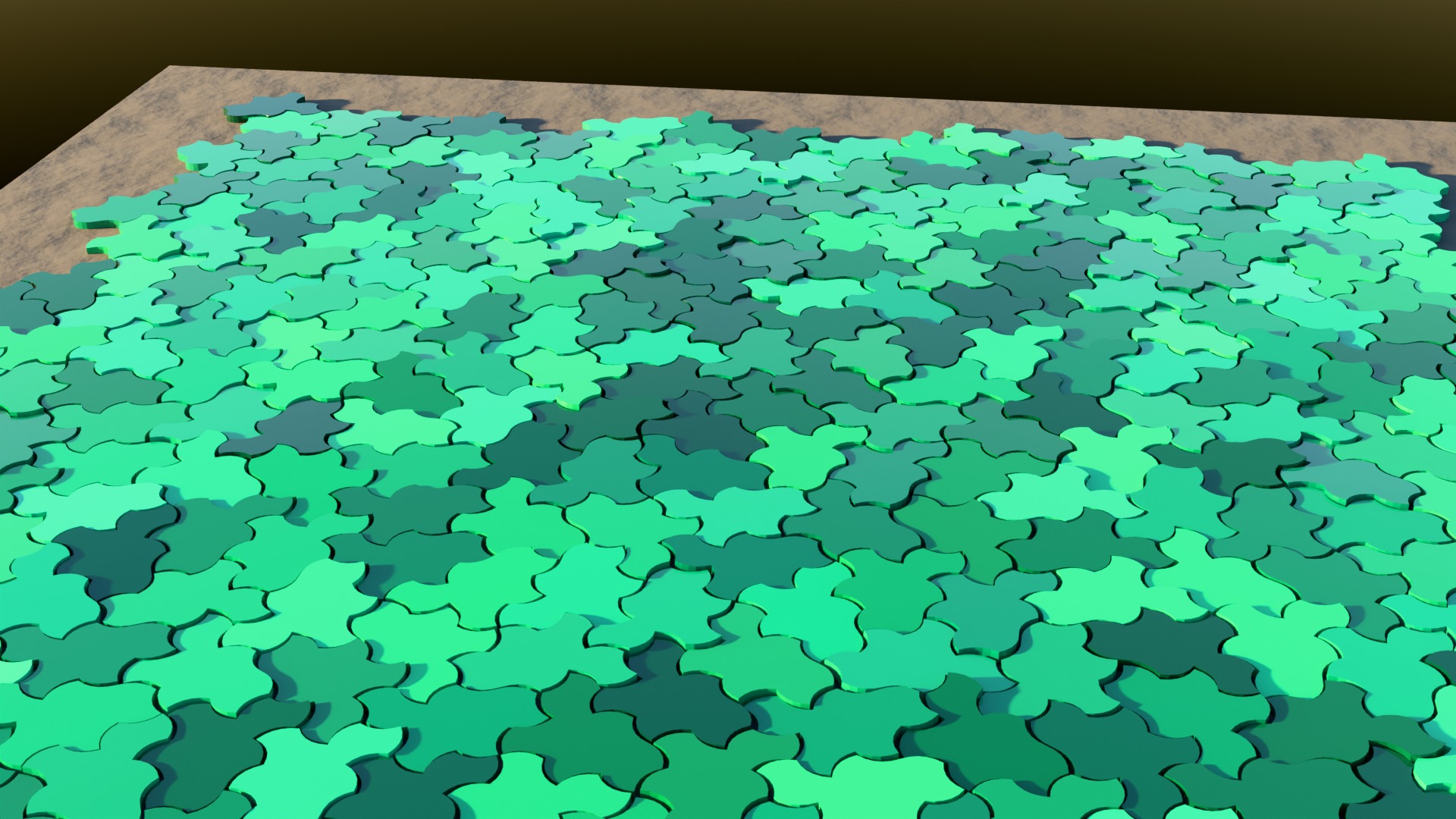 Emerald zellige aperiodic floor render