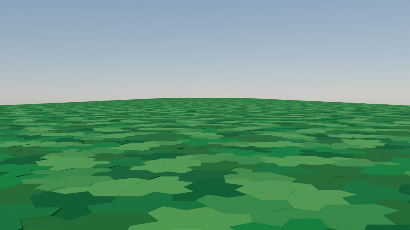 Natural rolling landscape textured with aperiodic monotile packing without obvious aliasing bands